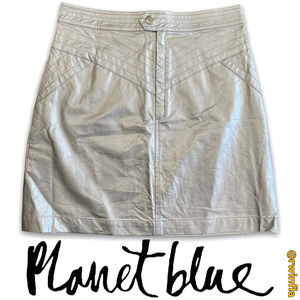 Blue Life Vegan Leather Mini Skirt Silver Atomic Solid NEW Women's Size Small